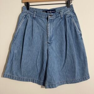 Ralph‎ Lauren Vintage Denim Pleated Bermuda Shorts Size 6 Made in USA
